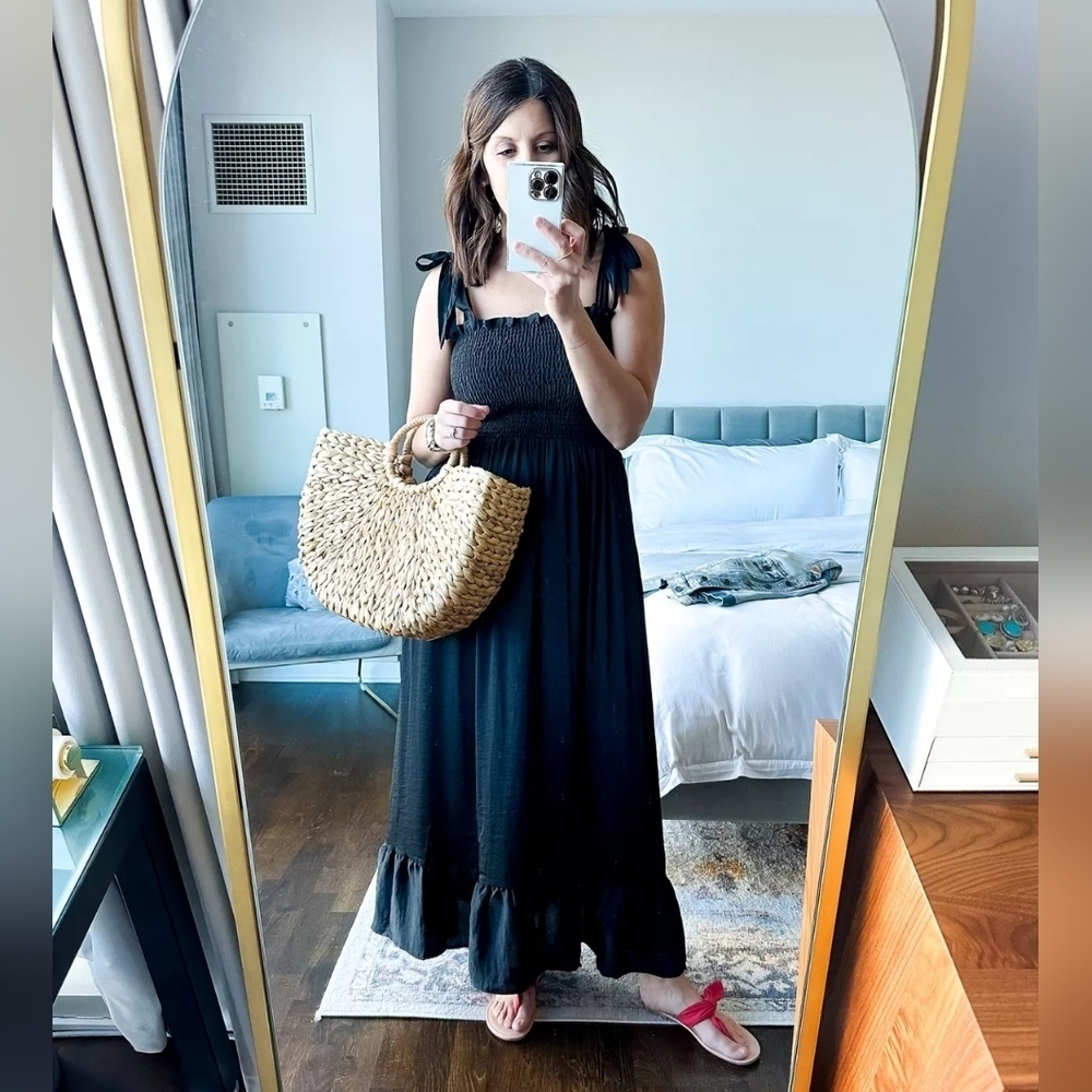 Summersalt The Silky Lux Smocked Maxi Dress Black
